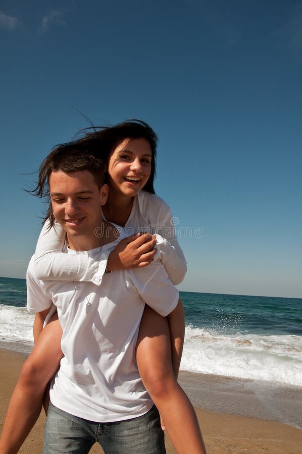 Couple having fun on the beach