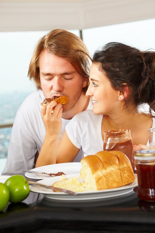 Couple Having Great Time on Breakfast Stock Image Image of expression