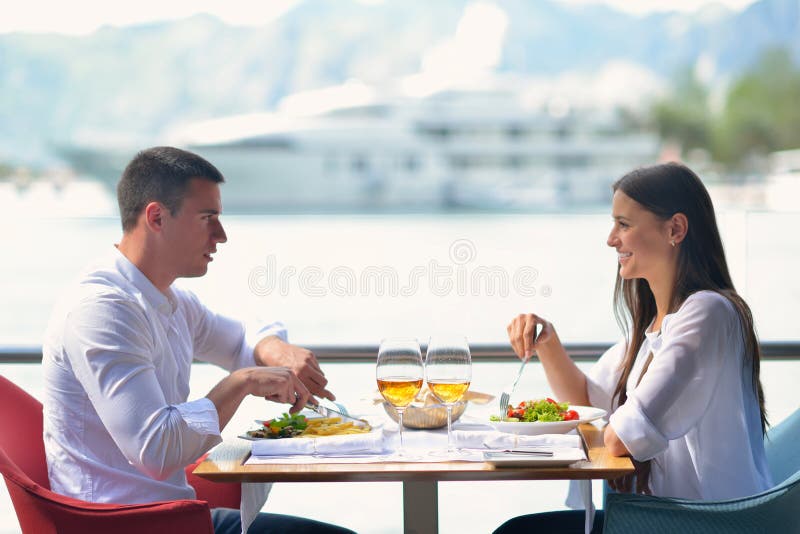 Couple having lanch at beautiful restaurant