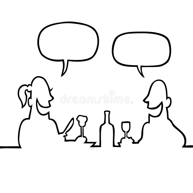 Couple having a romantic dinner stock illustration