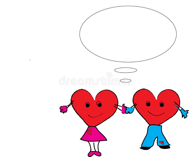 Couple hearts holding hands royalty free illustration