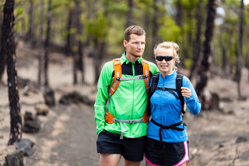 Couple hiking in forest