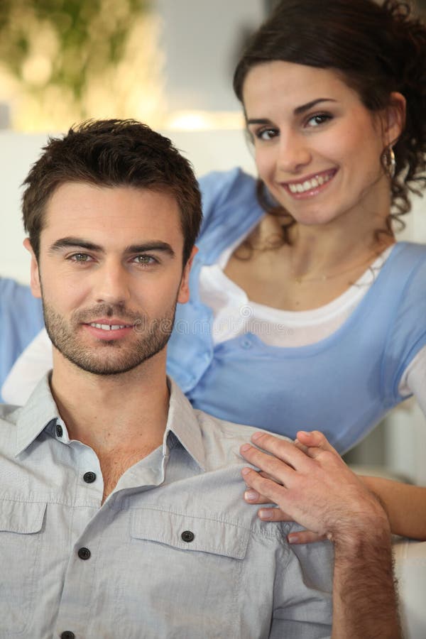 Couple at home stock photography