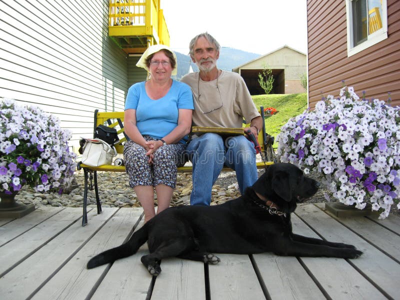 Couple on hot day with dog