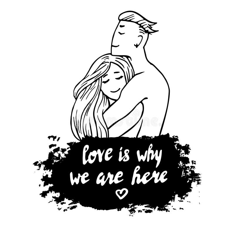 Download Couple Hugging Handdrawn Vector Valentine's Day Quote ...