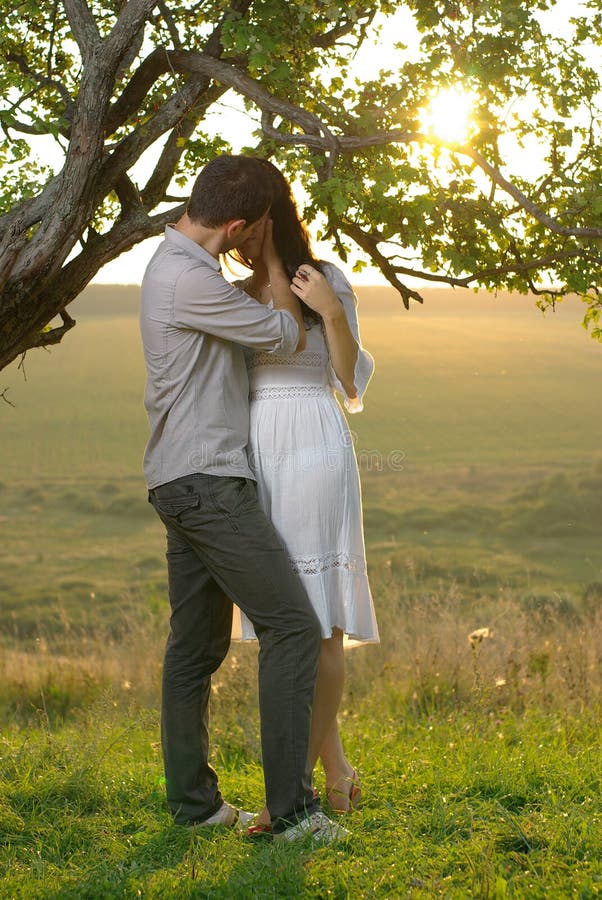 Couple Kissing Under Tree Royalty Free Stock Image Image 35209866