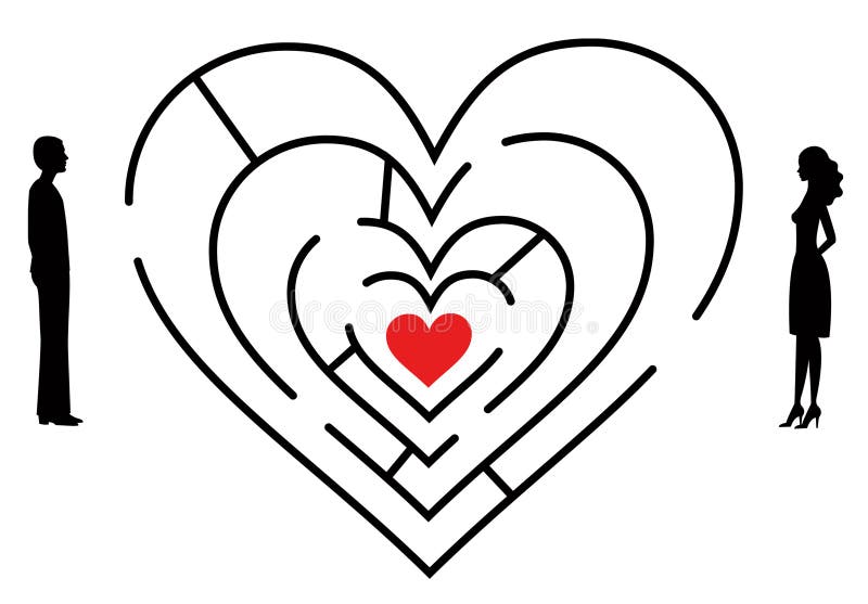 Couple and labyrinth royalty free illustration