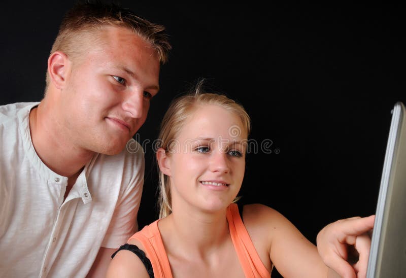 Couple with laptop