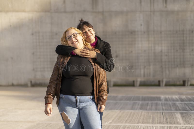 Latin Lesbian Couple Looking At Each Other With Affection Stock Image Image Of Looking