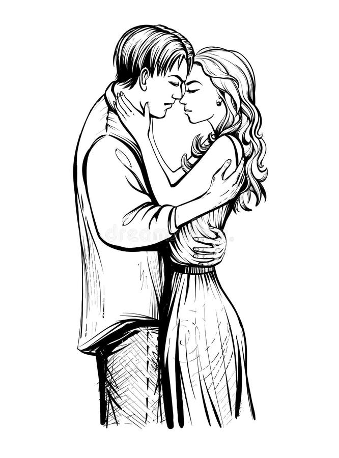 Romantic couple drawing Stock Photos, Royalty Free Romantic couple drawing  Images