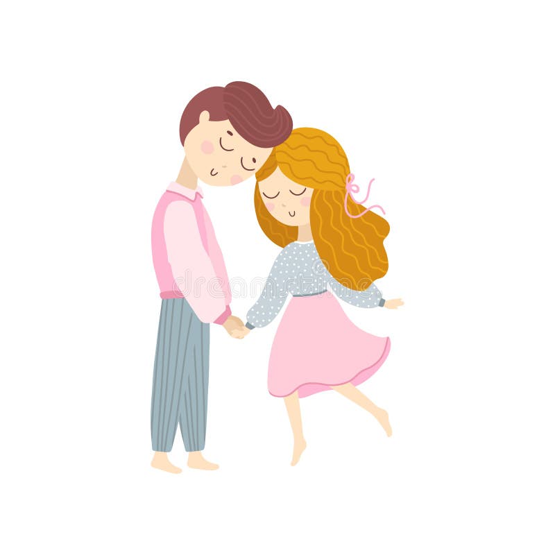 Couple in Love. Boy and Girl Hold Hands. Date. Cute Childish Illustration  in Simple Hand Drawn Cartoon Style Stock Illustration - Illustration of  couple, date: 206589539