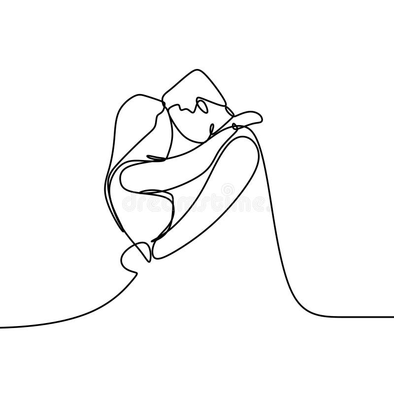 Drawing a continuous line of romantic couple Vector Image