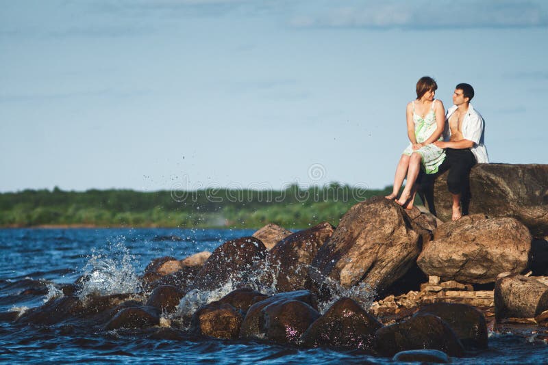 Couple in love on the lake