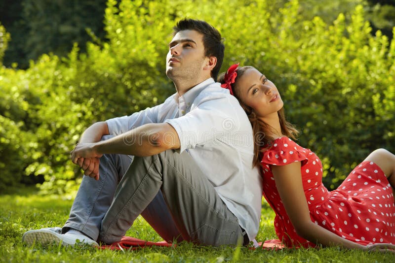 Couple In Love Lying On The Grass In The Park Stock Image Image Of Love Relaxing 63206623