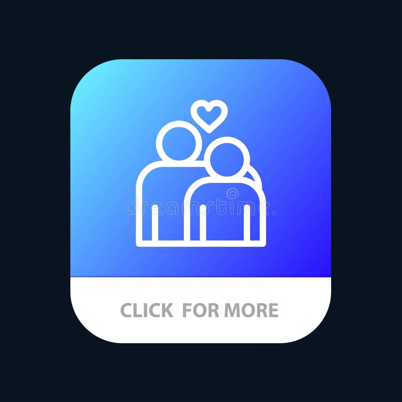 Couple, Love, Marriage, Heart Mobile App Button. Android and IOS Line