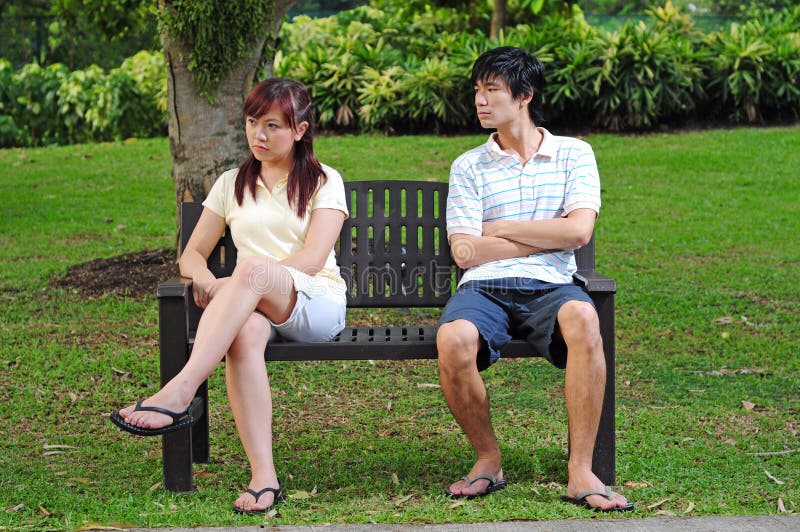 Couple in Love sitting on bench with various poses