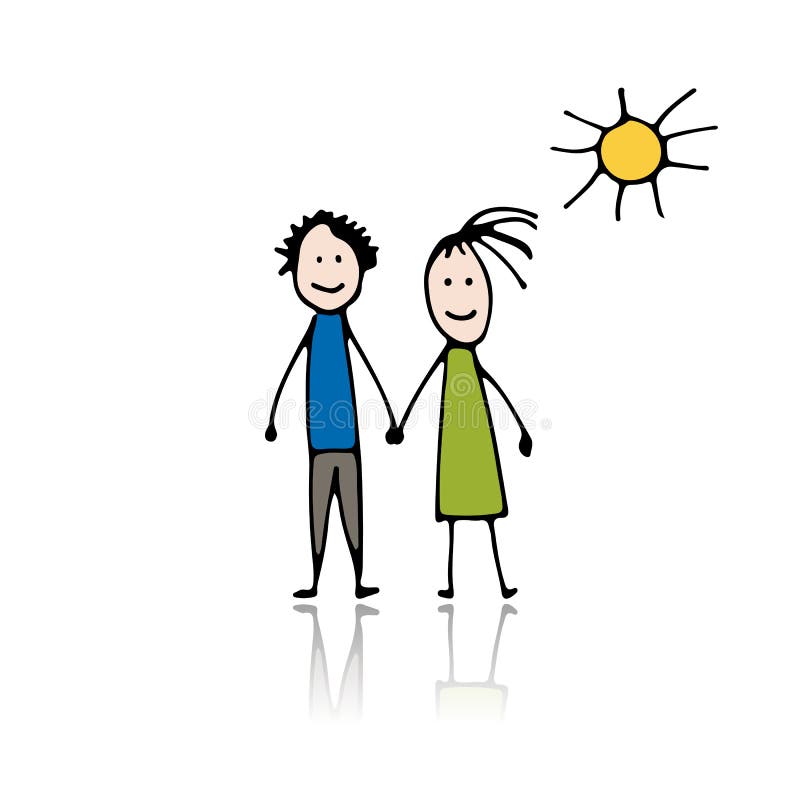 Couple in love, sketch for your design stock illustration Couple in love, sketch for your design stock illustration