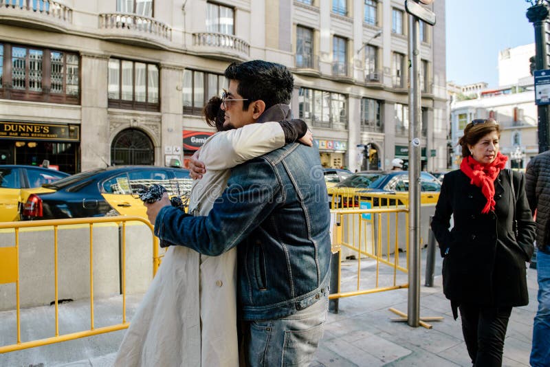 Couple in love of Spanish teens hugging