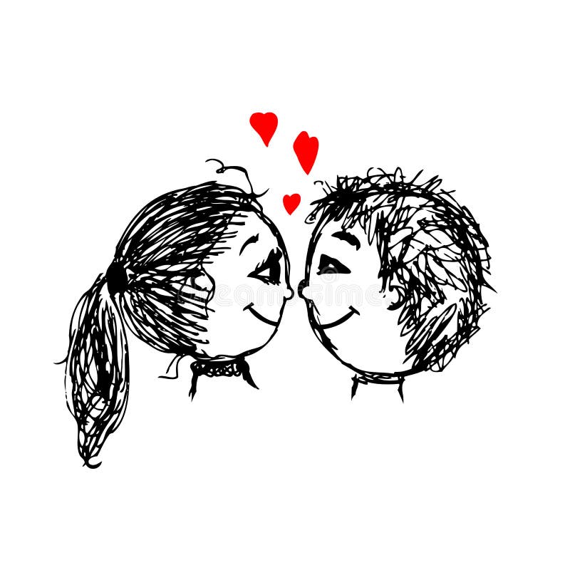 Couple in love together, valentine sketch for your vector illustration Couple in love together, valentine sketch for your vector illustration