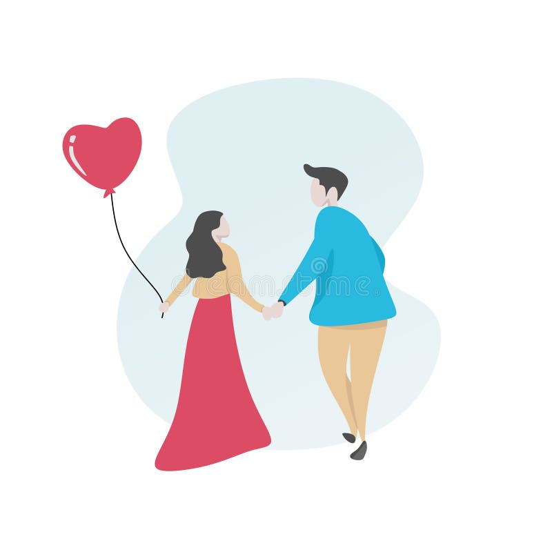 Couple in love vector illustration for valentine's day card banner cute cartoon character vector illustration Couple in love vector illustration for valentine's day card banner cute cartoon character vector illustration