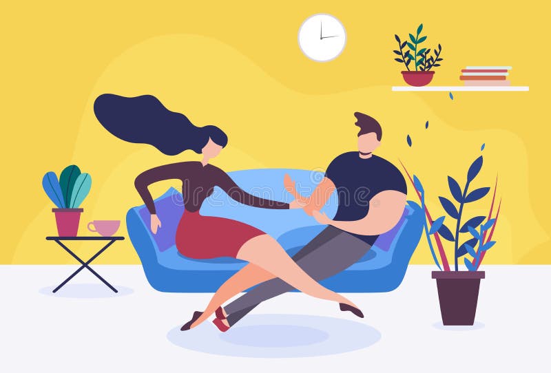 Couple in Love or Wife and Husband Sit on Sofa vector illustration Couple in Love or Wife and Husband Sit on Sofa vector illustration