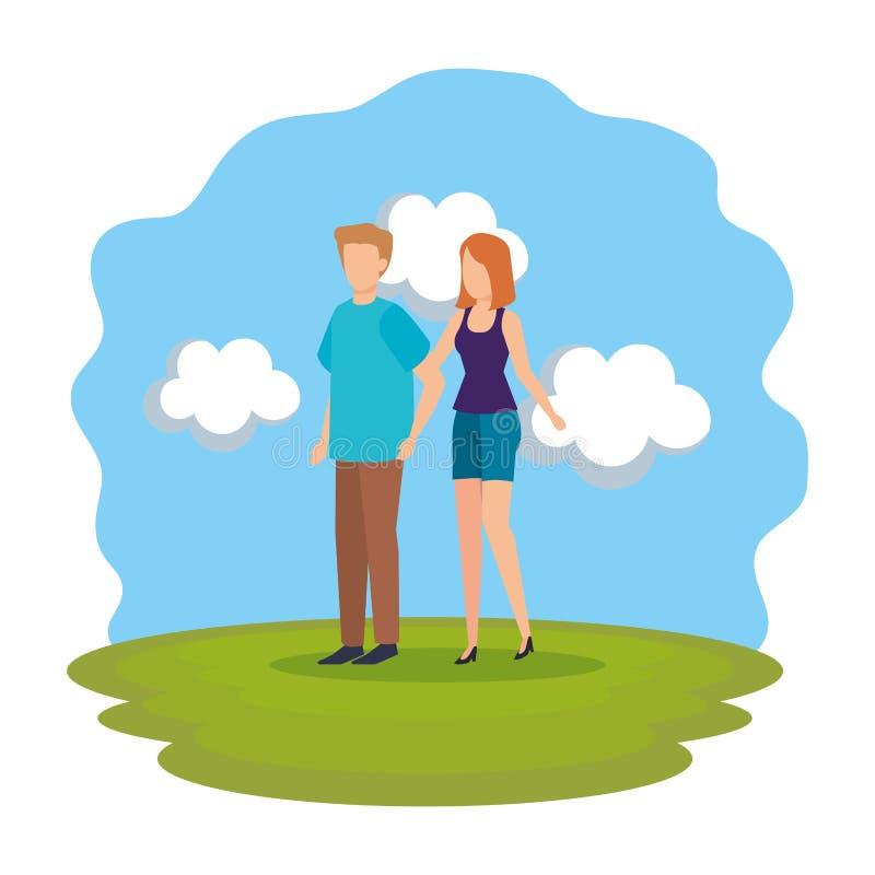 Couple lovers in the park stock vector. Illustration of scene - 143529483