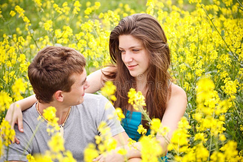 Couple loving each other in nature