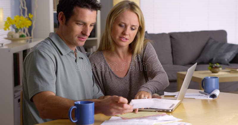 Couple managing their bills royalty free stock photo
