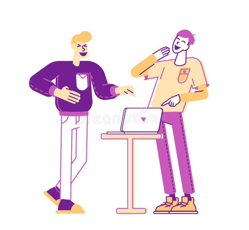 Couple of Men Friends Characters Watching Funny Video on Laptop Laughing and Having Fun Together Stock Vector - Illustration of friend, character: 180704134 Couple of Men Friends Characters Watching Funny Video on Laptop Laughing and Having Fun Together Stock Vector - Illustration of friend, character: 180704134