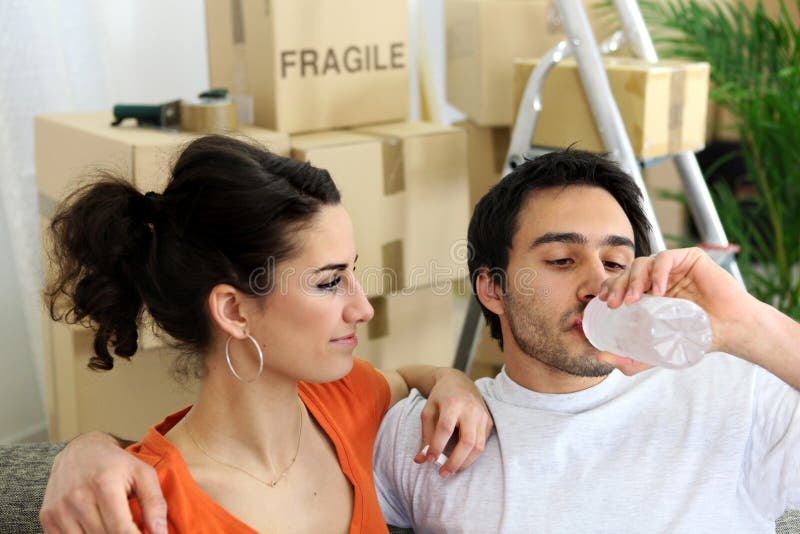 Couple moving into new home