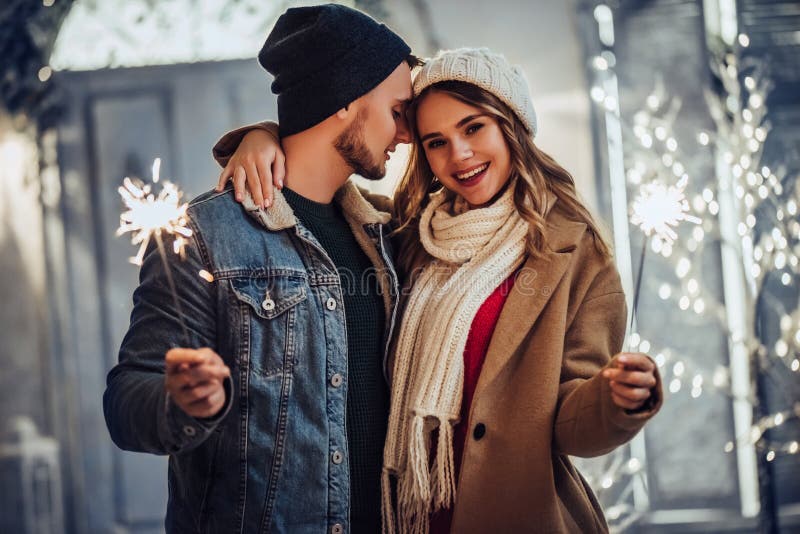 Couple outdoor in winter