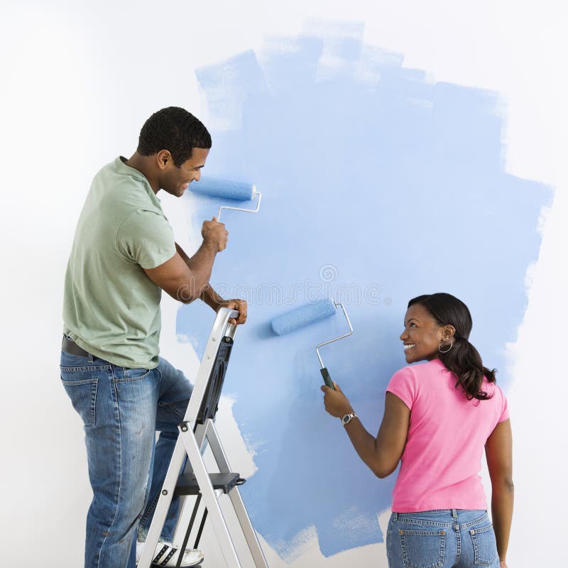 Couple painting together. royalty free stock photo Couple painting together. royalty free stock photo
