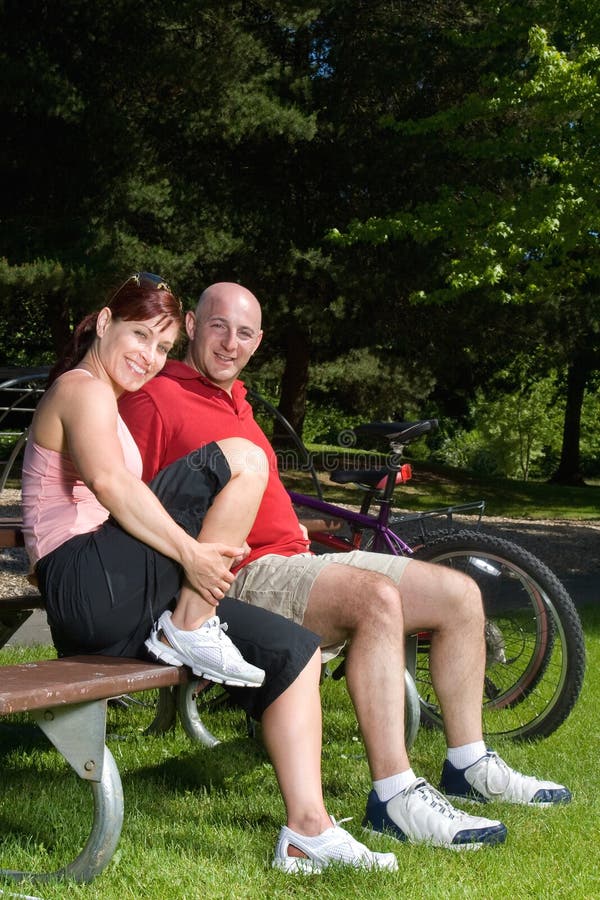 Couple on Park Bench - Vertical