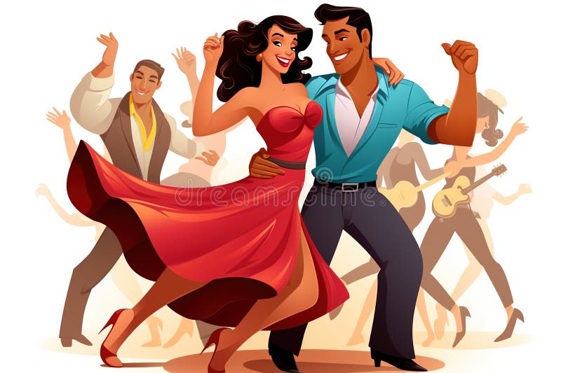 Salsa dance to latin music of couple people happy Vector Image