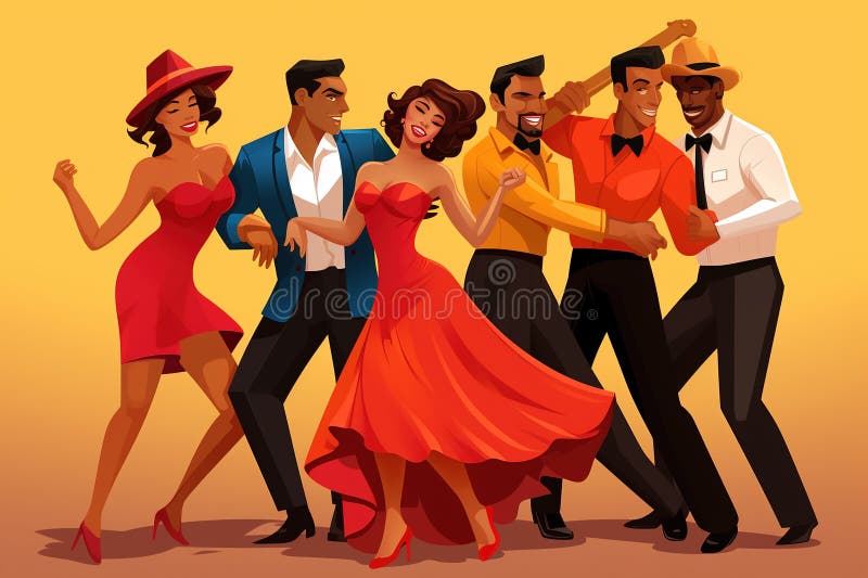 Salsa dance to latin music of couple people happy Vector Image