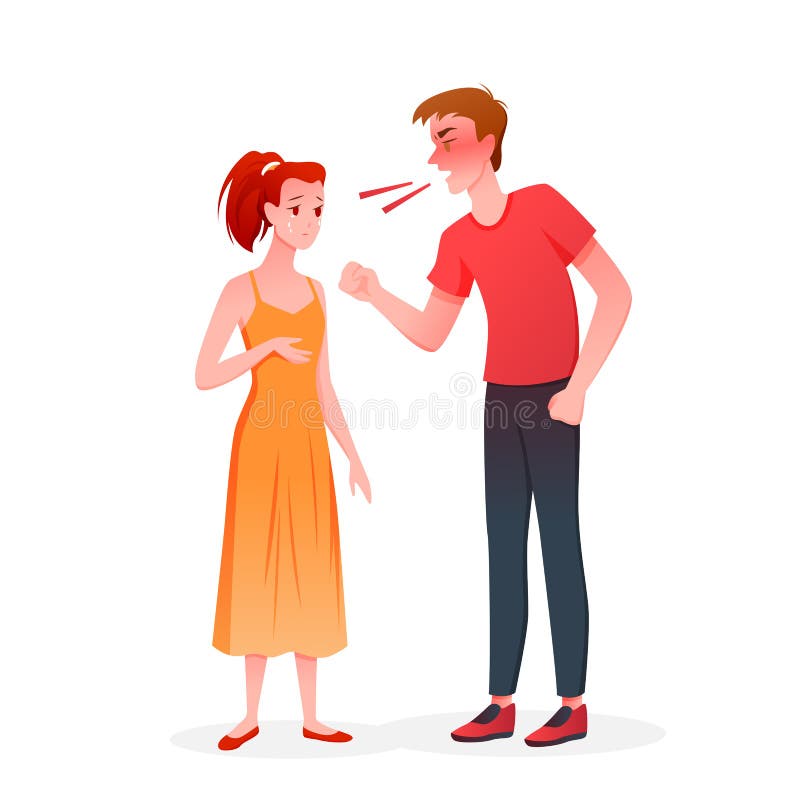 Couple People Quarrel, Angry Husband Screaming at Crying Wife in Anger,  Unhappy Marriage Stock Vector - Illustration of woman, screaming: 220931734