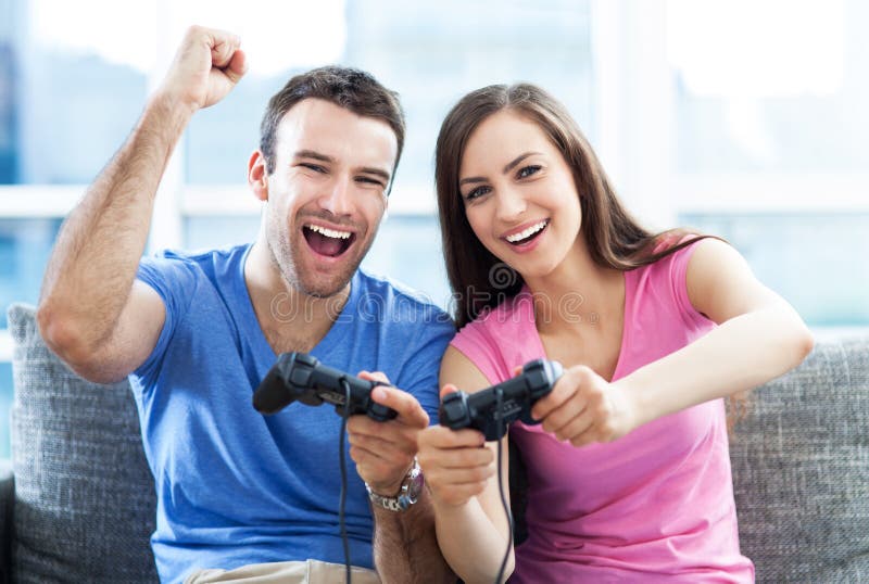 Free: International couple playing a video games Free Photo 