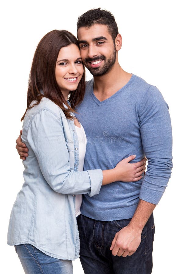 Couple Posing Over White Background Stock Photo - Image of family
