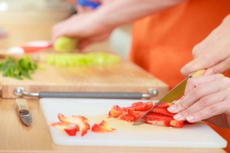 Couple Preparing Fresh Vegetables Food Salad Stock Image - Image of ...