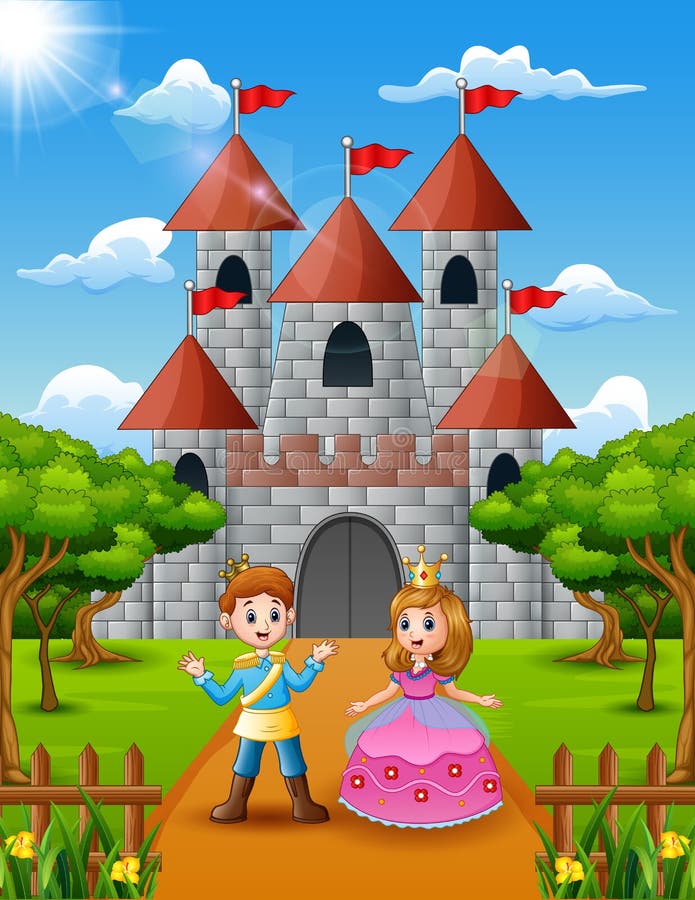 Couple Princess and Prince Standing in Front of the Castle Stock Vector -  Illustration of princess, magic: 130746995