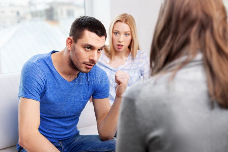 Couple with problem at family psychologist office royalty free stock photo Couple with problem at family psychologist office royalty free stock photo