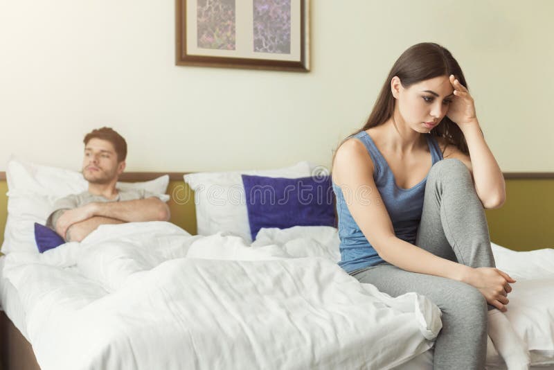 Couple After Quarrel Sitting In Bed Stock Image Image Of Married