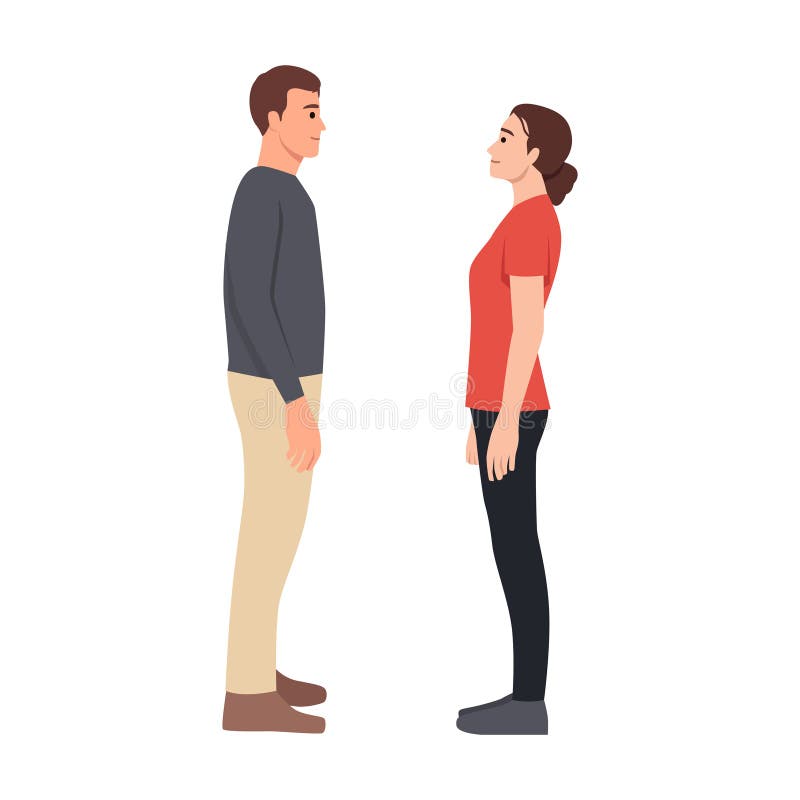 Couple qui maintient le contact oculaire de manière neutre ou sérieuse conversation ou confrontation illustration de vecteur