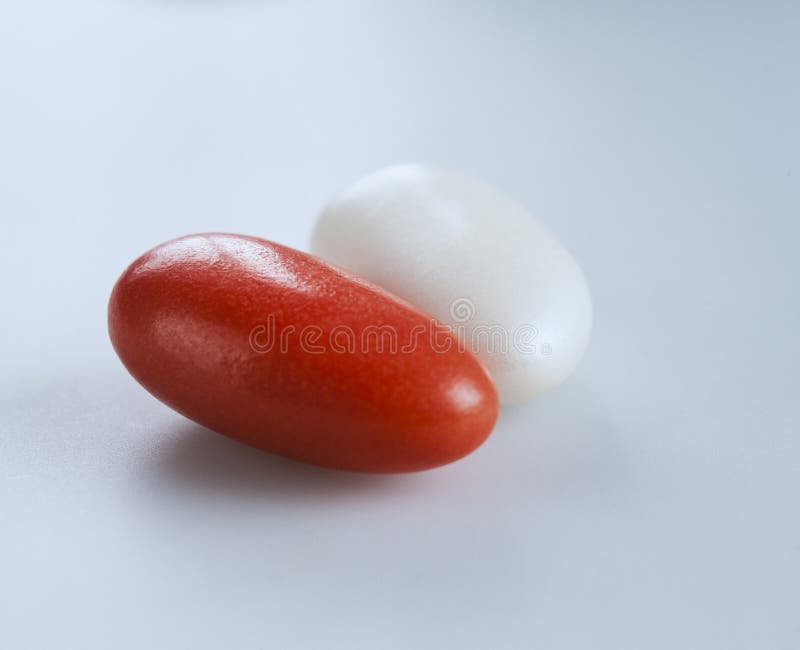 A Couple of Red and White Candycoated Almonds Stock Image Image of