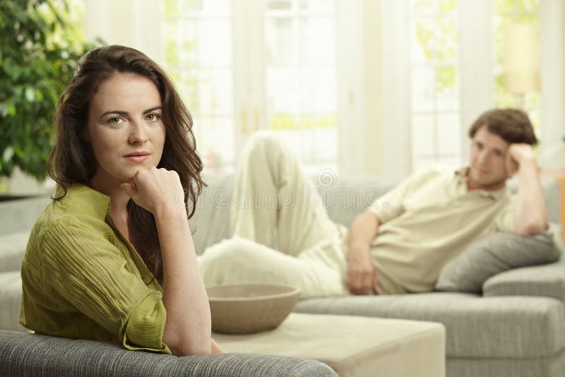Couple resting at home royalty free stock photos