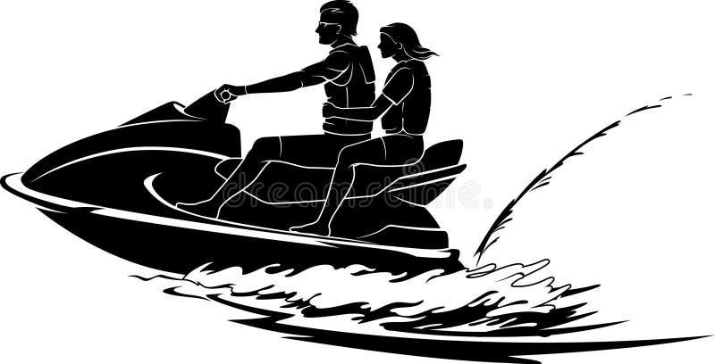 Couple Riding a Water Sport Vehicle