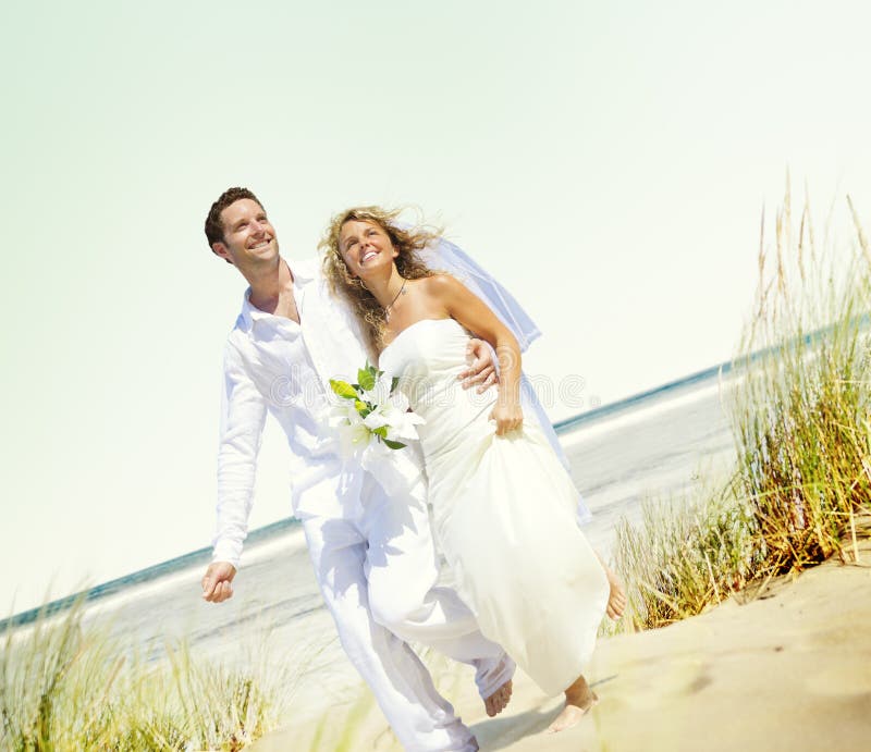 Couple Romance Beach Love Marriage Concept stock image Couple Romance Beach Love Marriage Concept stock image