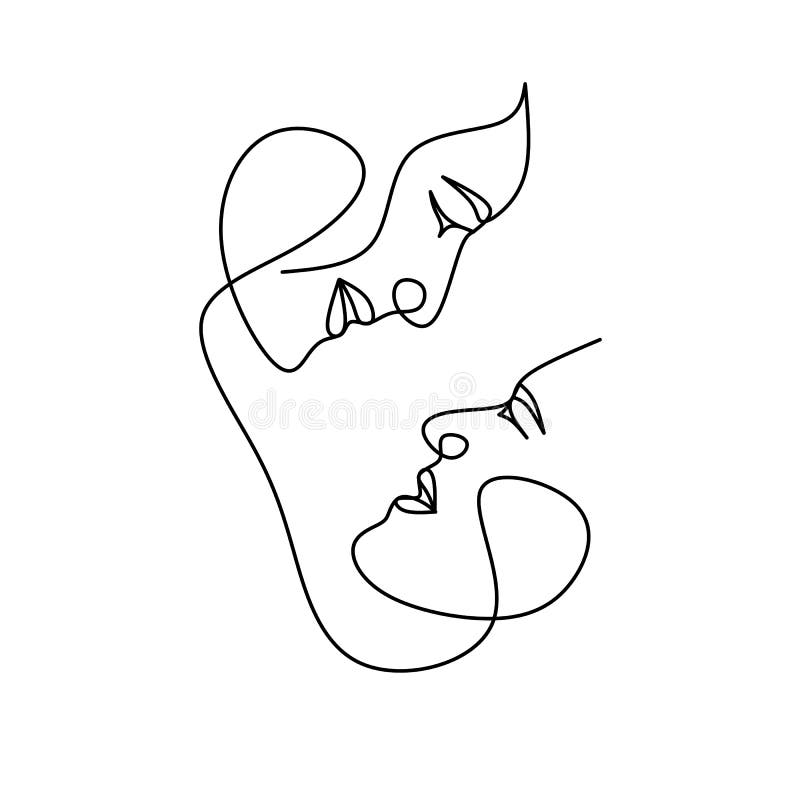 Single continuous line drawing romantic of male and female couple