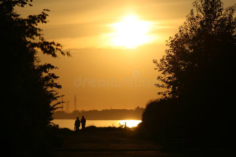 Couple and setting sun