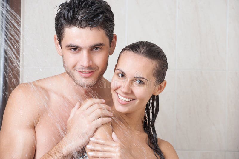 Couple in shower. 